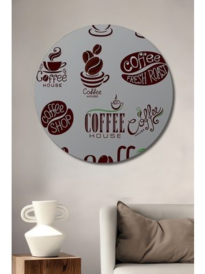 Teona Ahşap Kahve Dükkanı Logo Tasarım Ahşap Tablo Yuvarlak Duvar Tablosu