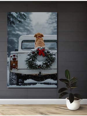 Teona Ahşap Kış Masalı Köpekli Noel Ev,antre,salon,ofis,mutfak,yatak Odası Tablosu
