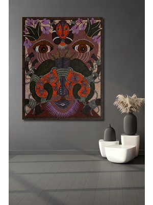 Teona Ahşap Kabile Maskesi Yağlı Boya Görünümlü Dekoratif Ahşap Ev,antre,salon,ofis,mutfak,yatak Odası Tablo