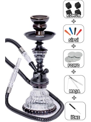 COCOTURK Siyah Küçük Boy Nargile Takımı Tüm Set Masa Üstü Nargile Takımı Mini Nargile Seti Stok kodu: MN85