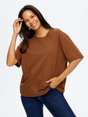 Centilmen Faik Sönmez Taş Detaylı Yuvarlak Yaka Pamuklu T-Shirt TSH051