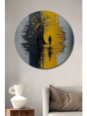 Teona Ahşap Soyut Ağaçlı Iki Yalnız Insan Yağlı Boya Görünümlü Ahşap Dekoratif Ev,antre,salon,ofis,mutfak Tablo