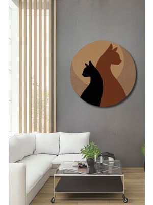 Teona Ahşap Minimalist Siyah Beyaz Kedi Silüeti Ahşap Dekoratif Ev,antre,salon,ofis,mutfak,yatak Odası Tablo