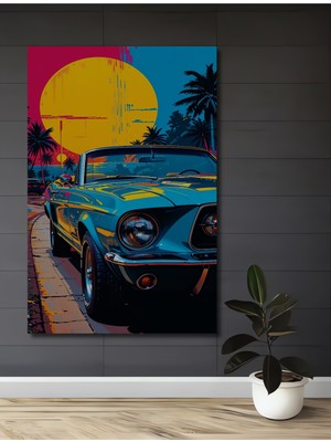 Teona Ahşap Retro Klasik Araba Sulu Boya Görünümlü Ahşap Dekoratif Ev,antre,salon,ofis,mutfak,yatak Odası Tablo