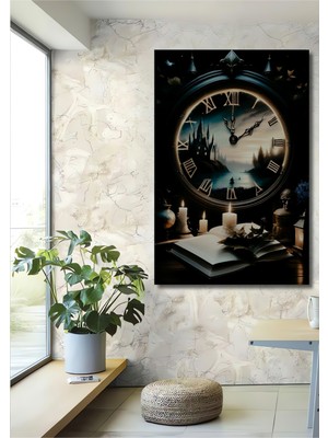 Teona Ahşap Gotik Salon Saati Yağlı Boya Görünümlü Dekoratif Ahşap Ev,antre,salon,ofis,mutfak,yatak Odası Tablo