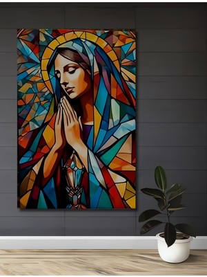 Teona Ahşap Meryem Ana Vitray Sanat Ev,antre,salon,ofis,mutfak,yatak Odası Tablosu Ahşap Dekoratif