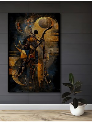 Teona Ahşap Afrika Kabile Figürü Soyut Sanat Yağlı Boya Görünümlü Ahşap Dekoratif Ev,antre,salon,ofis Tablo
