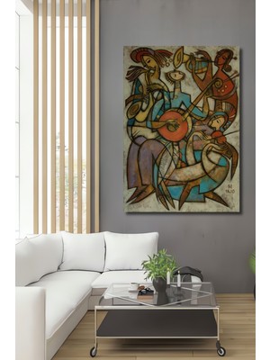 Teona Ahşap Soyut Müzik Grubu Yağlı Boya Görünümlü Ahşap Dekoratif Ev,antre,salon,ofis,mutfak,yatak Odası Tablo