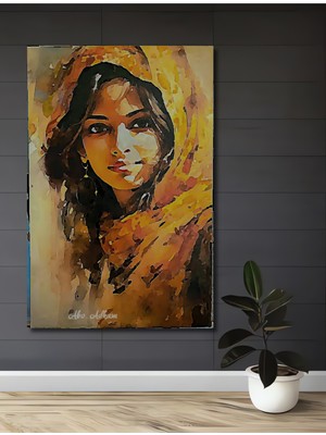 Teona Ahşap Kadın Portresi Yağlı Boya Görünümlü Modern Sanat Ahşap Dekoratif Ev,antre,salon,ofis,mutfak Tablo