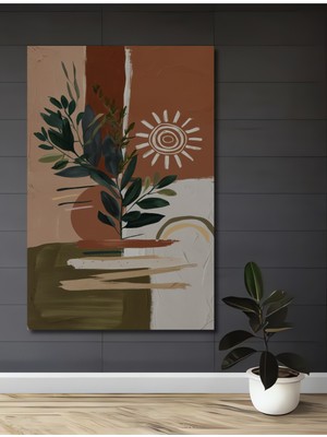 Teona Ahşap Bohem Güneş ve Yaprak Illüstrasyon Ahşap Ev,antre,salon,ofis,mutfak,yatak Odası Tablo