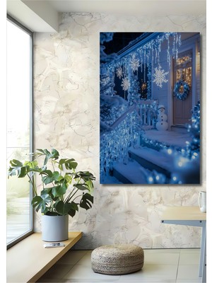 Teona Ahşap Buzlu Masal Kar Tanesi ve Kardan Adam Ahşap Dekoratif Ev,antre,salon,ofis,mutfak,yatak Odası Tablo