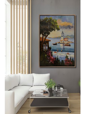 Teona Ahşap Kız Kulesi Yağlı Boya Görünümlü Sanat Ahşap Dekoratif Ev,antre,salon,ofis,mutfak,yatak Odası Tablo