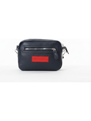Baghashtag Lacivert Minik Unisex 3 Gözlü Deri Çanta