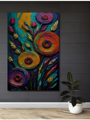 Teona Ahşap Soyut Yağlı Boya Görünümlü Çiçek Sanat Dekoratif Ahşap Ev,antre,salon,ofis,mutfak,yatak Odası Tablo