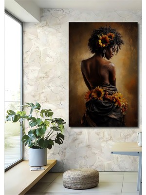 Teona Ahşap Bohem Güneş Kadını Yağlı Boya Görünümlü Ahşap Dekoratif Ev,antre,salon,ofis,mutfak,yatak Odası Tablo