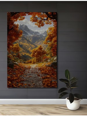 Teona Ahşap Sonbahar Ormanı Manzarası Yağlı Boya Görünümlü Dekoratif Ahşap Ev,antre,salon,ofis,mutfak Tablo