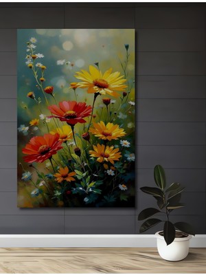 Teona Ahşap Bohem Sanat Yağlı Boya Görünümlü Çiçek Tarlası Ahşap Dekoratif Ev,antre,salon,ofis,mutfak Tablo
