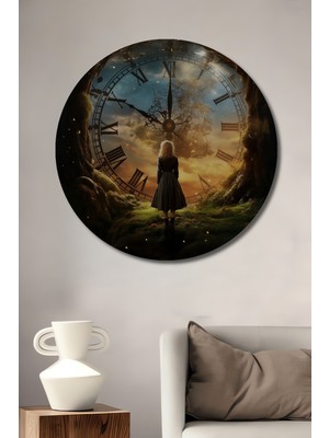 Teona Ahşap Kadim Zamanın Gizemi Yağlı Boya Görünümlü Ahşap Dekoratif Tablo Yuvarlak Duvar Tablosu