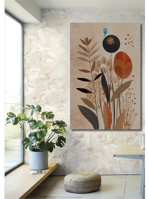 Teona Ahşap Bohem Doğal Desenli Yapraklar Sulu Boya Görünümlü Dekoratif Ahşap Ev,antre,salon,ofis,mutfak Tablo