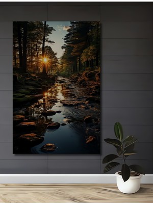 Teona Ahşap Işıltılı Orman Deresi Yağlı Boya Görünümlü Dekoratif Ahşap Ev,antre,salon,ofis,mutfak Tablo