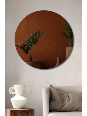 Teona Ahşap Toprak Tonları Botanik Tasarım Ahşap Dekoratif Tablo Yuvarlak Duvar Tablosu