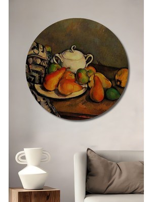 Teona Ahşap Meyve Tabağı Yağlı Boya Görünümlü Ahşap Dekoratif Tablo Yuvarlak Duvar Tablosu