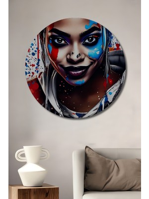 Teona Ahşap Enerjik Renk Patlaması Yağlı Boya Görünümlü Modern Sanat Ahşap Dekoratif Tablo Yuvarlak Duvar Tablosu