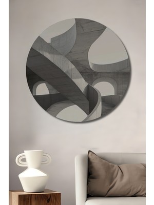 Teona Ahşap Modern Mimari Beton Merdiven Sanat Tablosu Ahşap Dekoratif Tablo Yuvarlak Duvar Tablosu