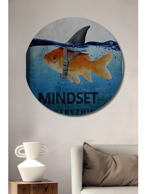 Teona Ahşap Altın Balığı Köpekbalığı Kıyafetiyle Ilham Veren Söz Sanat Tablosu Yuvarlak Duvar Tablosu