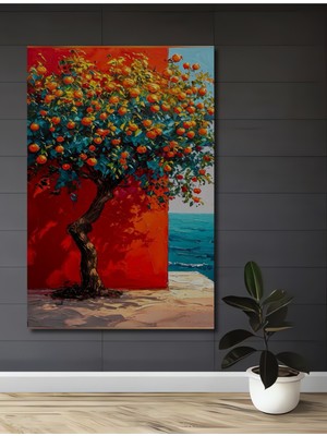 Teona Ahşap Portakal Ağacı Manzarası Yağlı Boya Görünümlü Ahşap Dekoratif Ev,antre,salon,ofis,mutfak Tablo
