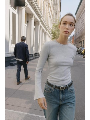 Butik Kadın Ispanyol Kol Basic Bluz – Uzun Kollu Slim Fit Günlük Bluz