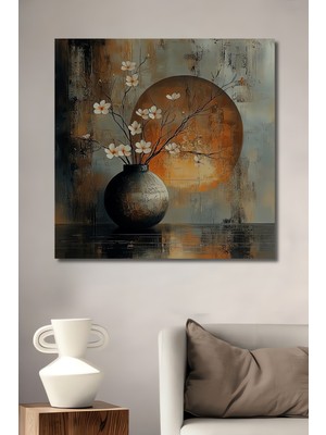 Teona Ahşap Minimalist Çiçek Vazosu Sulu Boya Görünümlü Dekoratif Ahşap Ev,antre,salon,ofis,mutfak Tablo