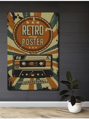 Teona Ahşap Retro Kaset Bantı Görünümlü Vintage Sanat Dekoratif Ahşap Ev,antre,salon,ofis,mutfak Tablo