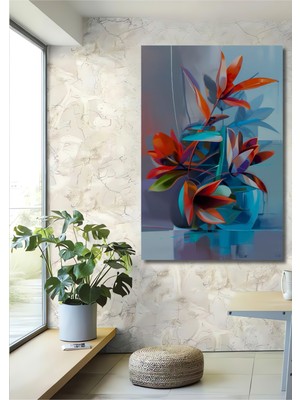 Teona Ahşap Canlı Yapraklar Yağlı Boya Görünümlü Modern Sanat Ahşap Dekoratif Ev,antre,salon,ofis,mutfak Tablo