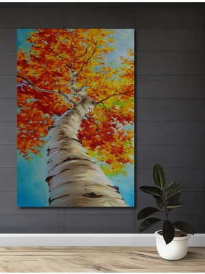Teona Ahşap Altın Yapraklar Yağlı Boya Görünümlü Ahşap Dekoratif Ev,antre,salon,ofis,mutfak,yatak Odası Tablo