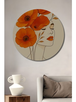 Teona Ahşap Büyüleyici Varlığın Portresi Yağlı Boya Görünümlü Ahşap Dekoratif Tablo Yuvarlak Duvar Tablosu