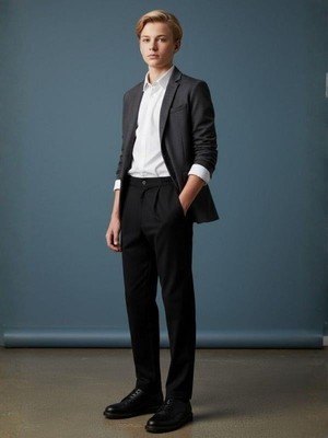 Zekids Erkek Çocuk Pamuklu Rahat Kalıp Duble Paça Eşofman Altı