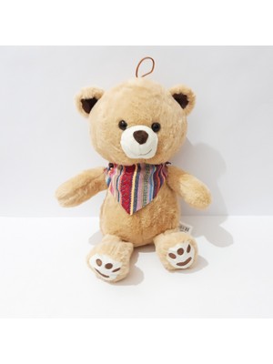 Renkli Çiçekler 30 cm Kilim Desenli Fularlı Peluş Oyuncak Sevimli Ayı