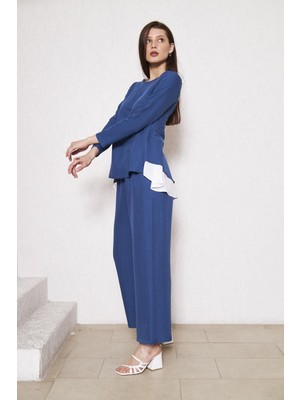 Comstar Kadın Tunik Bol Paça Pantolon Lacivert Ikili Takım