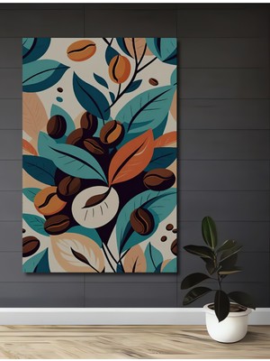 Teona Ahşap Kahve Çekirdekleri ve Yapraklar Modern Sanat Ev,antre,salon,ofis,mutfak,yatak Odası Tablosu