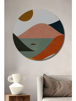 Teona Ahşap Sulu Boya Görünümlü Sakin Yolculuk Ahşap Dekoratif Tablo Yuvarlak Duvar Tablosu