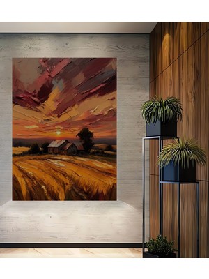 Teona Ahşap Köy Manzarası Yağlı Boya Görünümlü Ahşap Dekoratif Ev,antre,salon,ofis,mutfak,yatak Odası Tablo