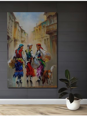 Teona Ahşap Renkli Sokak Dansı Yağlı Boya Görünümlü Ahşap Dekoratif Ev,antre,ofis,mutfak,yatak Odası Tablo