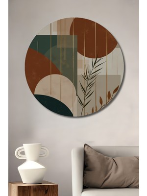 Teona Ahşap Soyut Geometrik Dallı Ağaç Görünümlü Ahşap Dekoratif Tablo Yuvarlak Duvar Tablosu