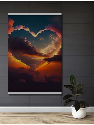 Teona Ahşap Kalp Bulutu Yağlı Boya Görünümlü Dekoratif Ahşap Ev,antre,salon,ofis,mutfak,yatak Odası Tablo