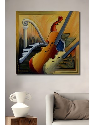 Teona Ahşap Müzik Aşkına Yağlı Boya Görünümlü Ahşap Dekoratif Ev,antre,salon,ofis,mutfak,yatak Odası Tablo