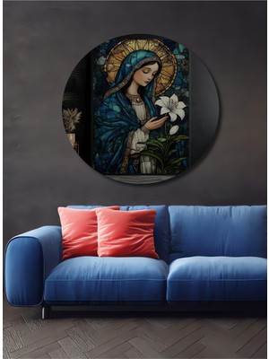 Teona Ahşap Meryem Ana Zambak Buket Görünümlü Ahşap Dekoratif Ev,antre,salon,ofis,mutfak,yatak Odası Tablo