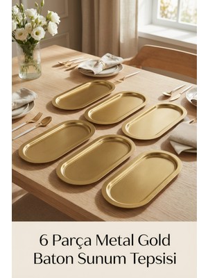 Evle 6 Parça Baton Metal Tepsi Seti