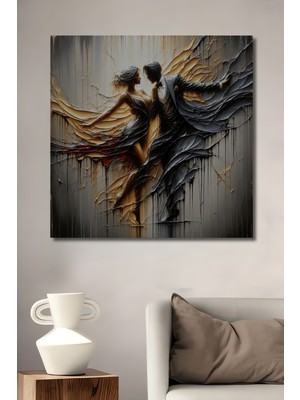 Teona Ahşap Aşkın Dansı Yağlı Boya Görünümlü Ahşap Dekoratif Ev,antre,salon,ofis,mutfak,yatak Odası Tablo