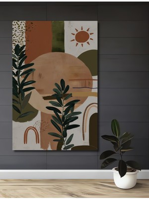 Teona Ahşap Bohem Doğal Esintili Yapraklar ve Güneş Görünümlü Ahşap Dekoratif Ev,antre,salon,ofis,mutfak Tablo